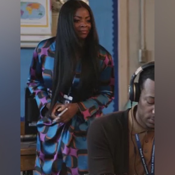 Zara Blue and Purple Geometric Maxi Dress - Picture 15 of 16